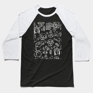 Halloween Pattern Black and White Aesthetic Baseball T-Shirt